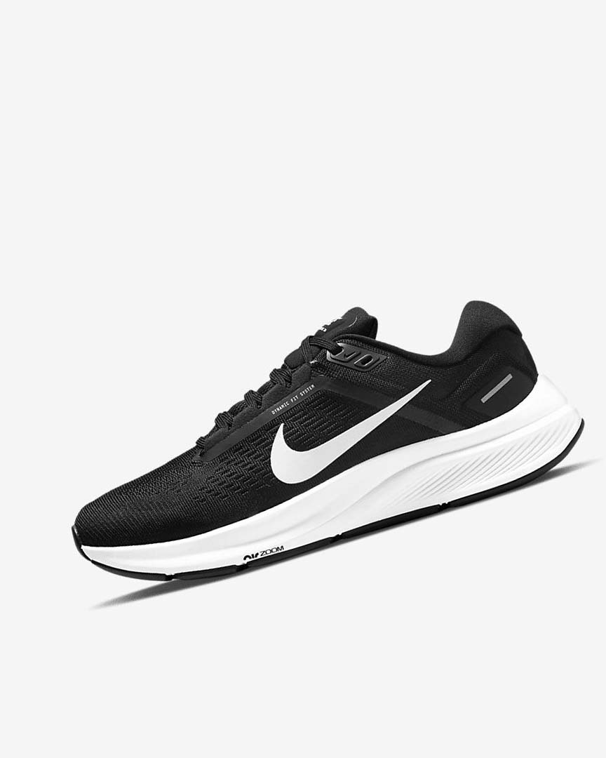 Black / White Women\'s Nike Air Zoom Structure 24 Running Shoes | UK2605