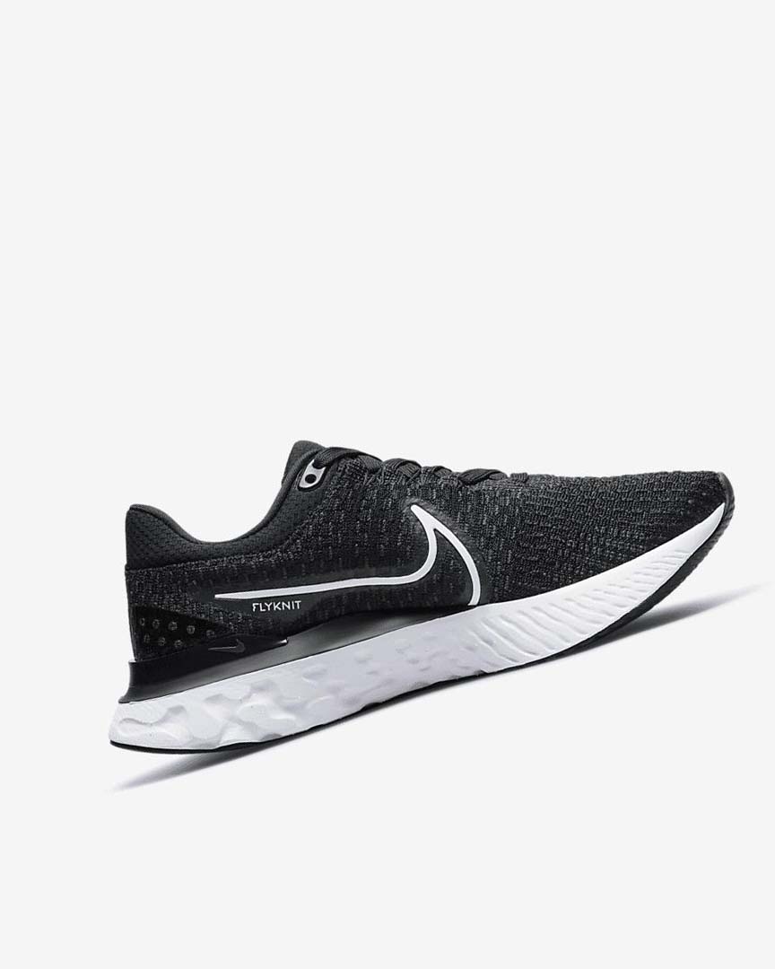 Black / White Women's Nike React Infinity Run Flyknit 3 Running Shoes | UK4576