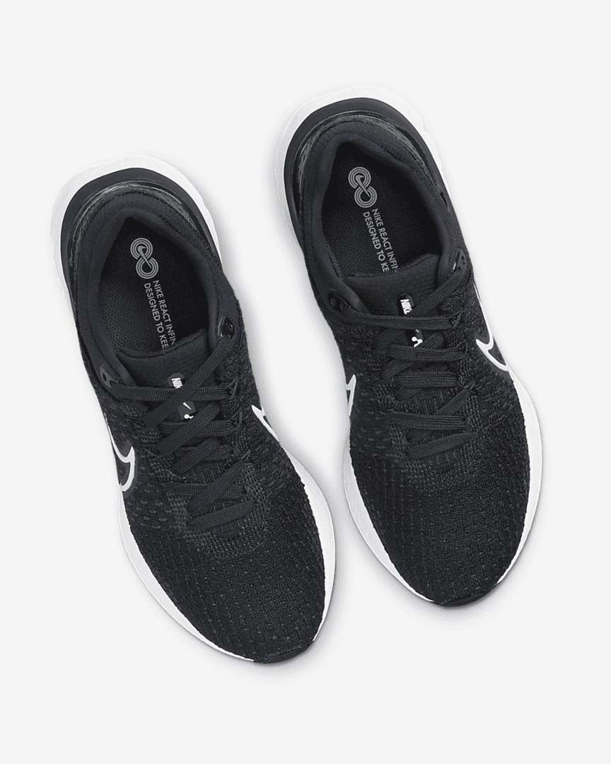 Black / White Women's Nike React Infinity Run Flyknit 3 Running Shoes | UK4576