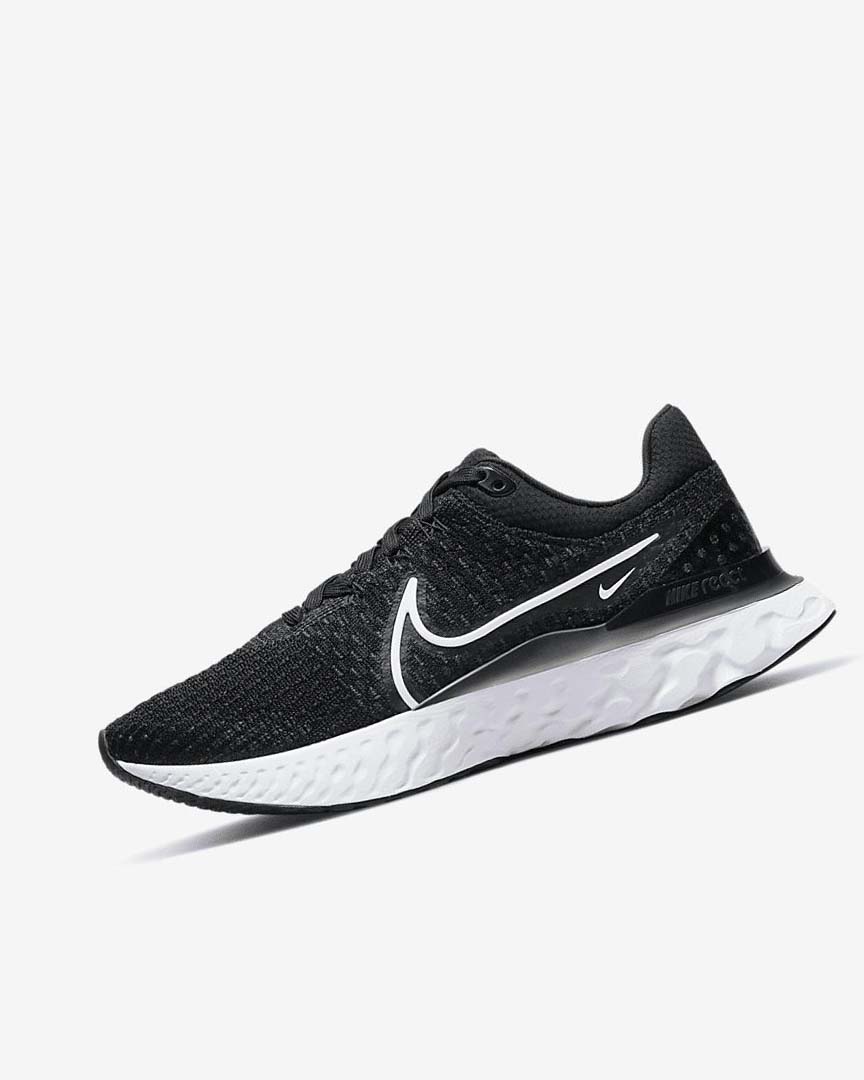 Black / White Women\'s Nike React Infinity Run Flyknit 3 Running Shoes | UK4576