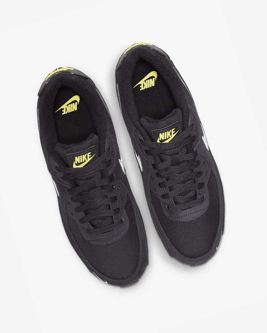 Black / Yellow / Metal Grey Men's Nike Air Max 90 Casual Shoes | UK5085