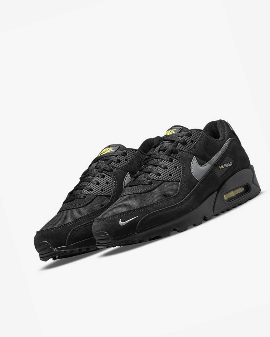 Black / Yellow / Metal Grey Men's Nike Air Max 90 Casual Shoes | UK5085