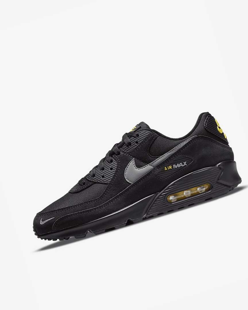 Black / Yellow / Metal Grey Men\'s Nike Air Max 90 Casual Shoes | UK5085