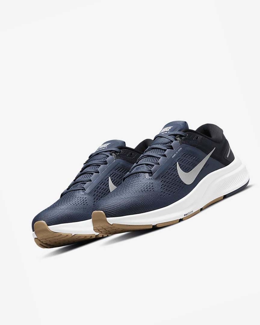 Blue / Black / Dark Obsidian / Grey Men's Nike Air Zoom Structure 24 Running Shoes | UK5024