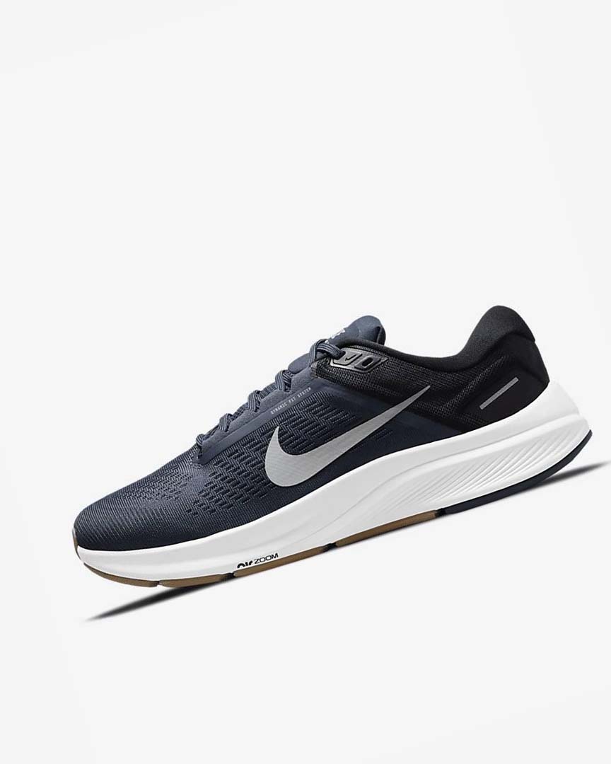 Blue / Black / Dark Obsidian / Grey Men\'s Nike Air Zoom Structure 24 Running Shoes | UK5024