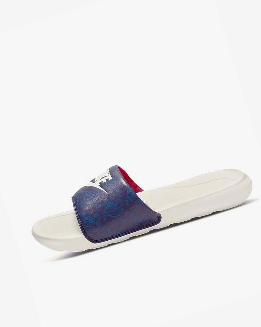 Blue / Dark Blue / Red Men\'s Nike Victori One Slides | UK4679