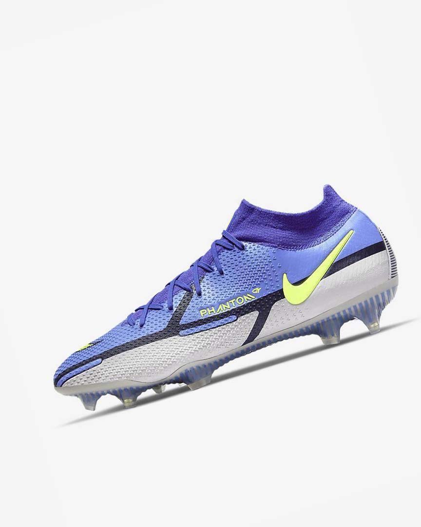 Blue / Grey / Blue Men\'s Nike Phantom GT2 Dynamic Fit Elite FG Football Boots | UK4835