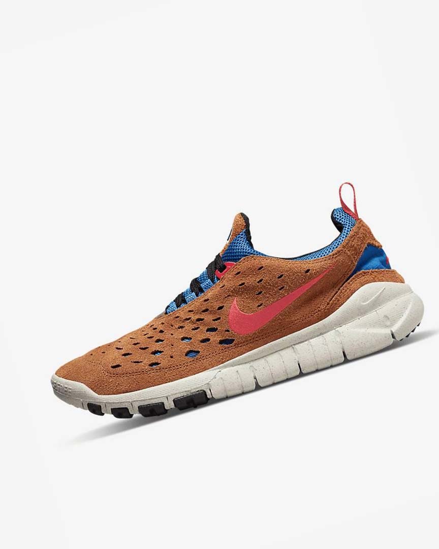 Blue / Light Cream / Red Men\'s Nike Free Run Trail Running Shoes | UK2770