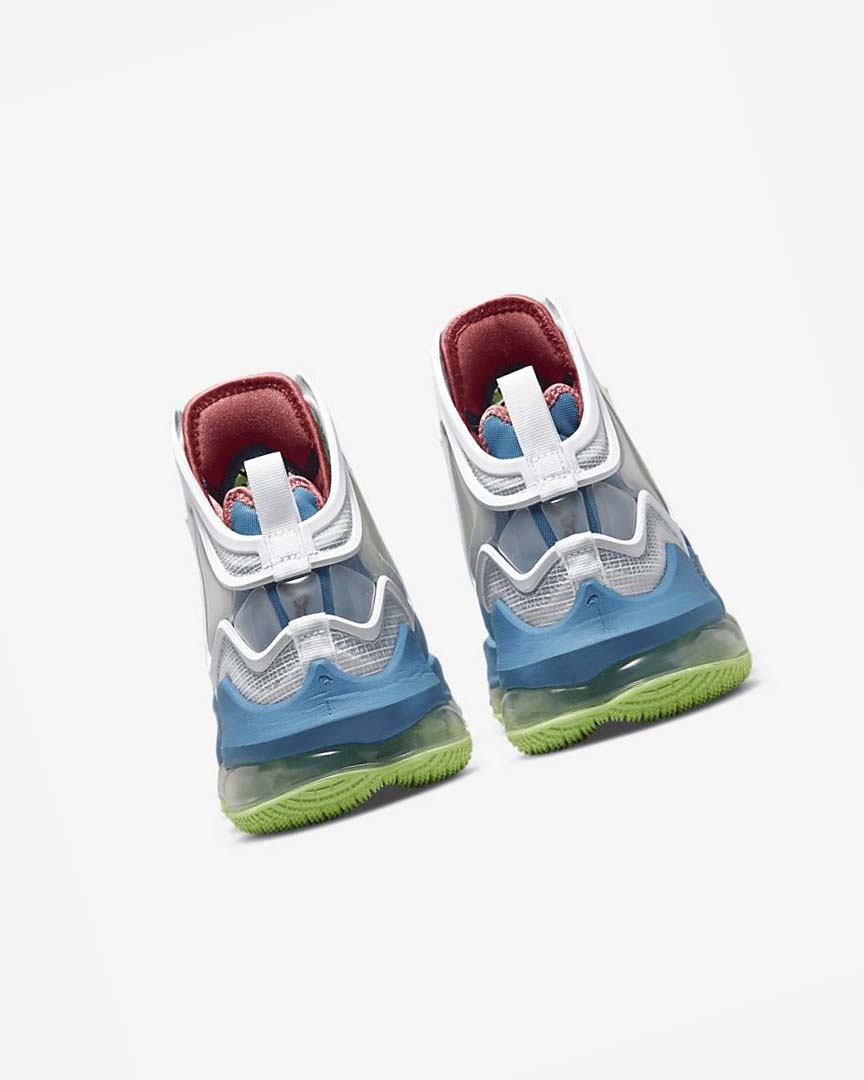 Blue / Light Green / White / Burgundy Men's Nike LeBron 19 Basketball Shoes | UK2339