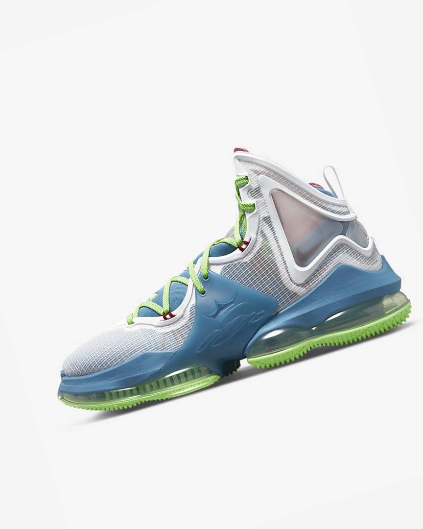 Blue / Light Green / White / Burgundy Men\'s Nike LeBron 19 Basketball Shoes | UK2339