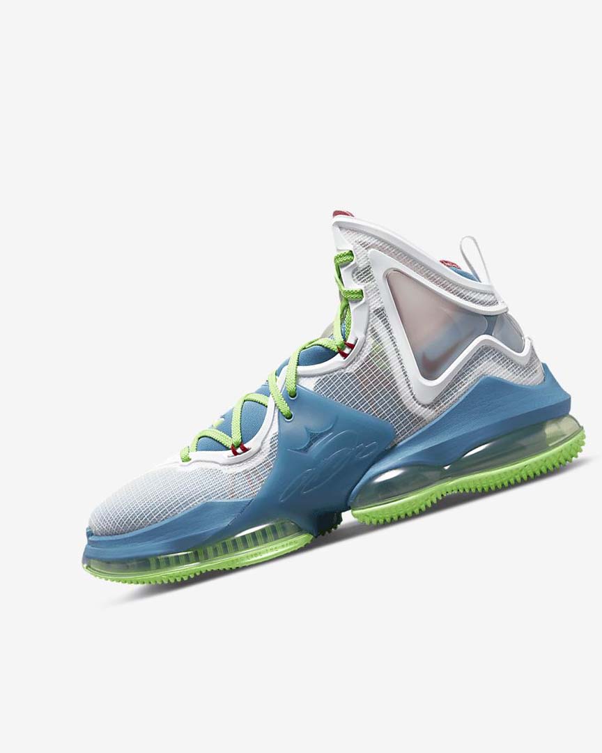 Blue / Light Green / White / Burgundy Women\'s Nike LeBron 19 Basketball Shoes | UK2217