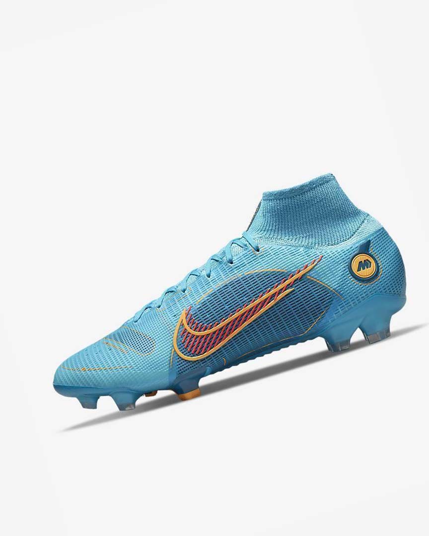 Blue / Orange Men\'s Nike Mercurial Superfly 8 Elite FG Football Boots | UK2280