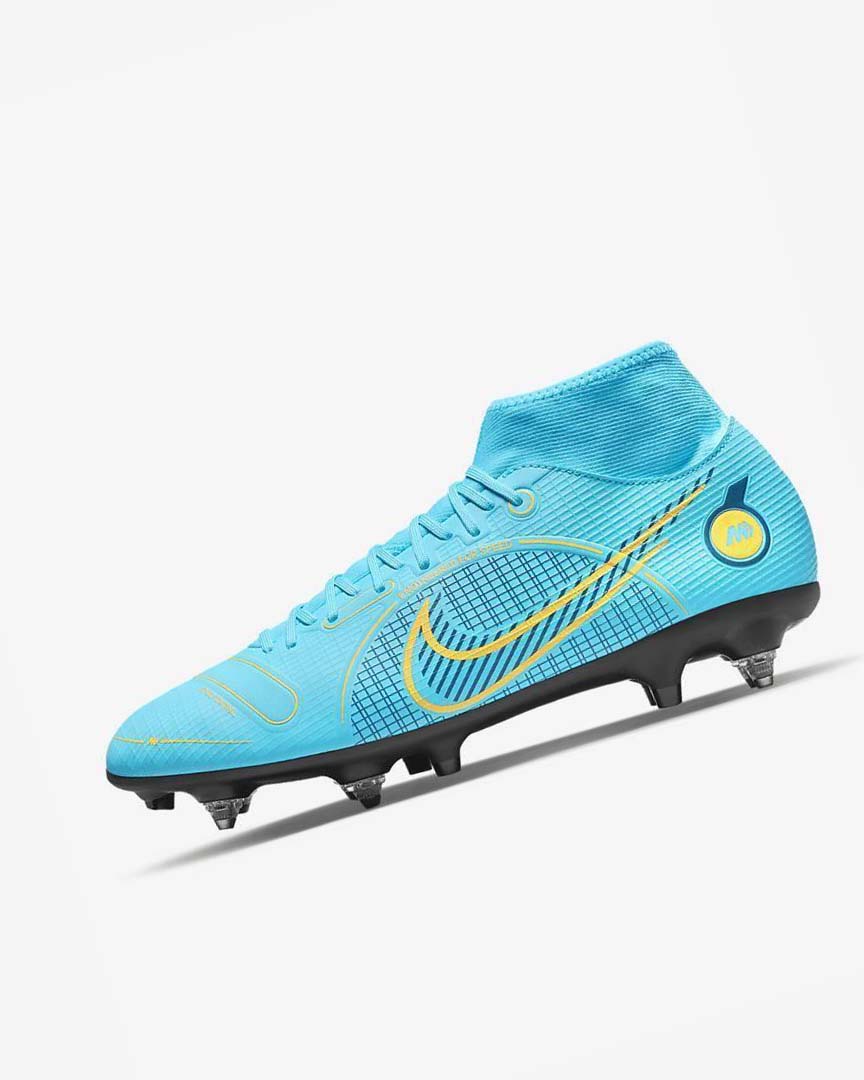 Blue / Orange Men\'s Nike Mercurial Superfly 8 Academy SG-PRO Anti-Clog Traction Football Boots | UK2314