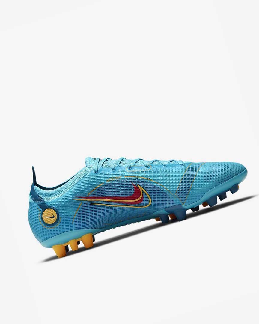 Blue / Orange Men's Nike Mercurial Vapor 14 Elite AG Football Boots | UK5409