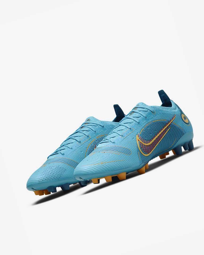 Blue / Orange Men's Nike Mercurial Vapor 14 Elite AG Football Boots | UK5409