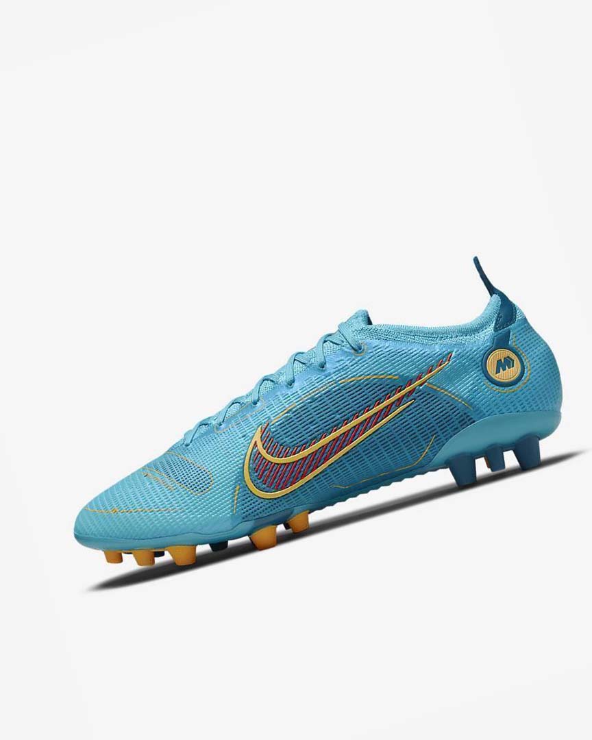 Blue / Orange Men\'s Nike Mercurial Vapor 14 Elite AG Football Boots | UK5409