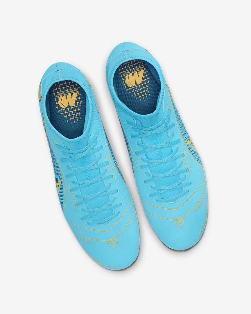 Blue / Orange Women's Nike Mercurial Superfly 8 Academy SG-PRO Anti-Clog Traction Football Boots | UK2793