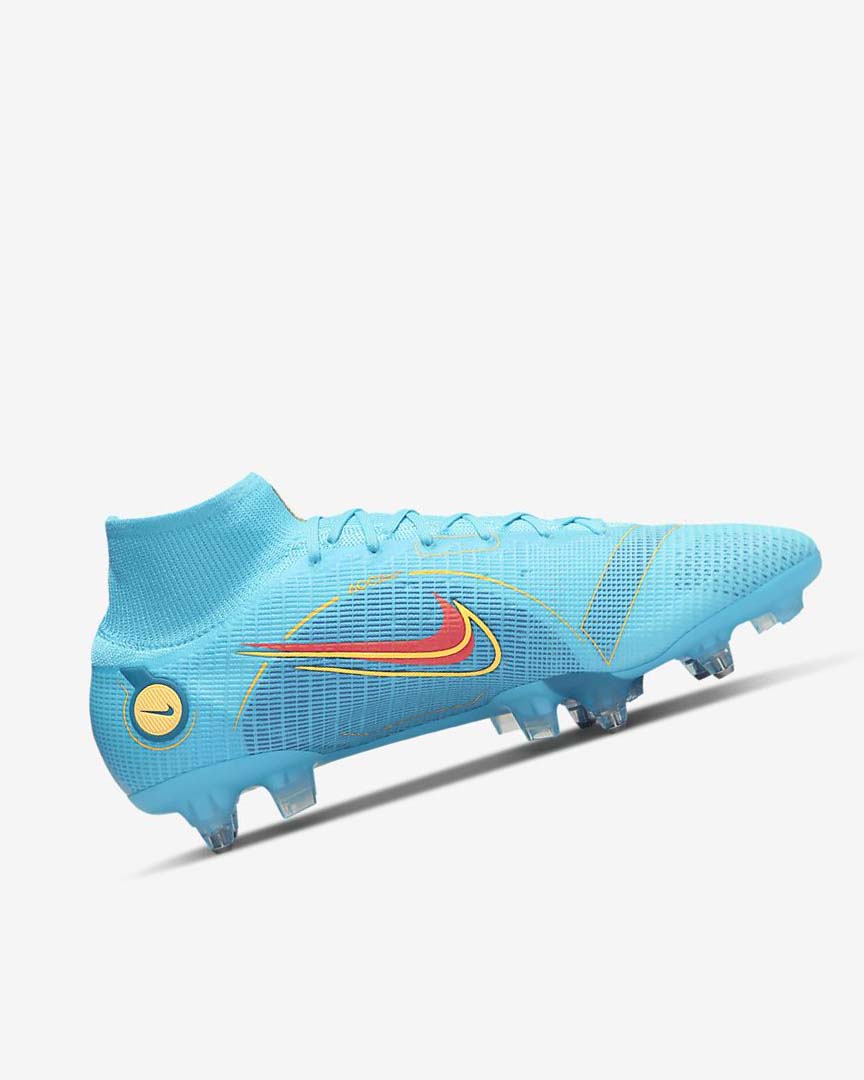 Blue / Orange Women's Nike Mercurial Superfly 8 Elite SG-PRO Anti-Clog Traction Football Boots | UK3104