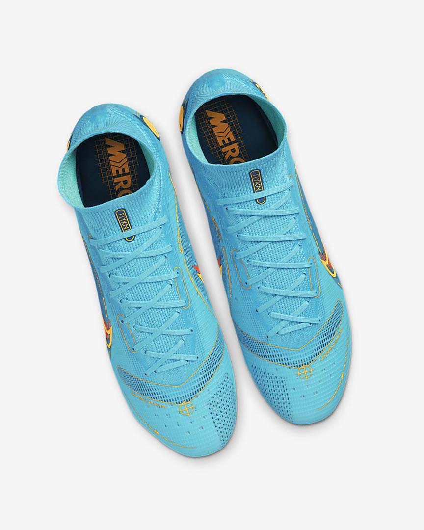 Blue / Orange Women's Nike Mercurial Superfly 8 Elite SG-PRO Anti-Clog Traction Football Boots | UK3104