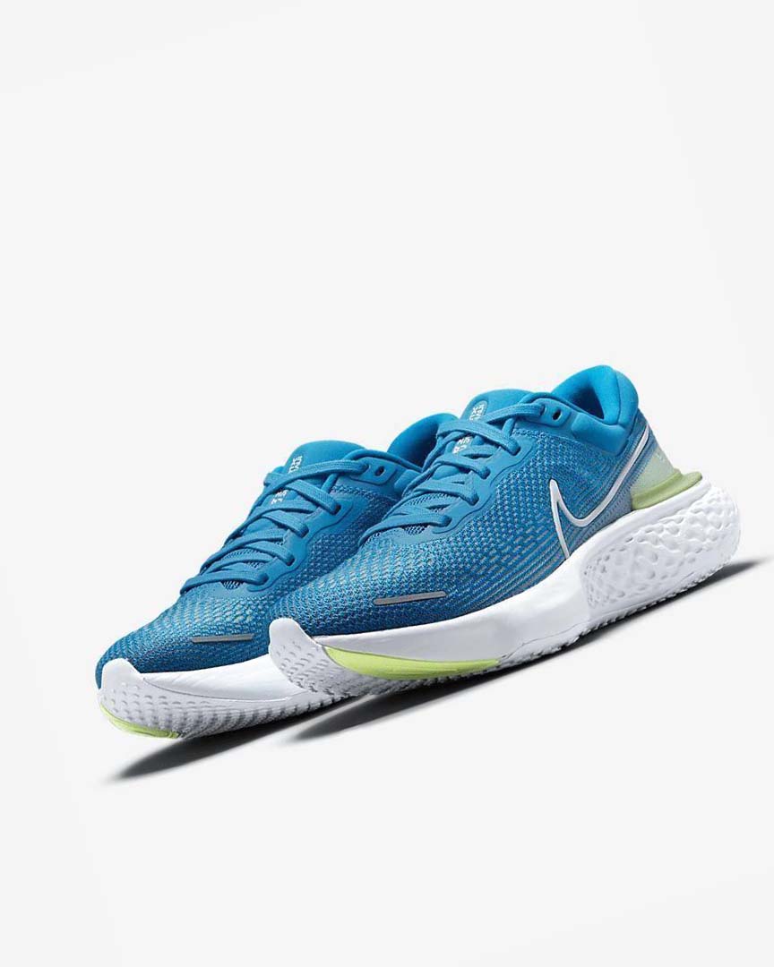 Blue / White Men's Nike ZoomX Invincible Run Flyknit Running Shoes | UK4556