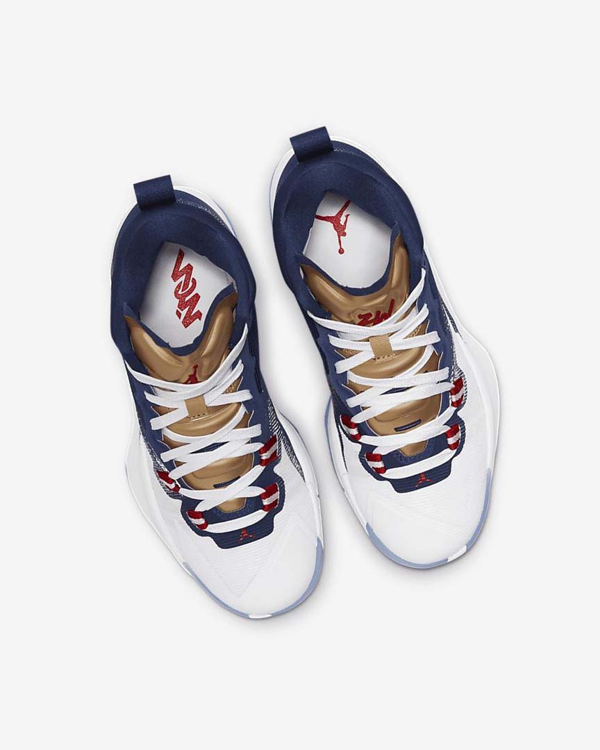 Blue / White / Metal Gold / Red Boys' Nike Zion 1 Basketball Shoes | UK5232