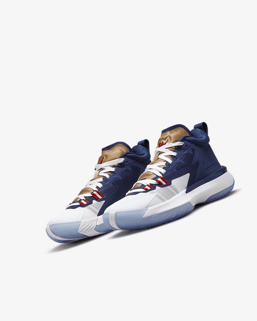 Blue / White / Metal Gold / Red Boys' Nike Zion 1 Basketball Shoes | UK5232