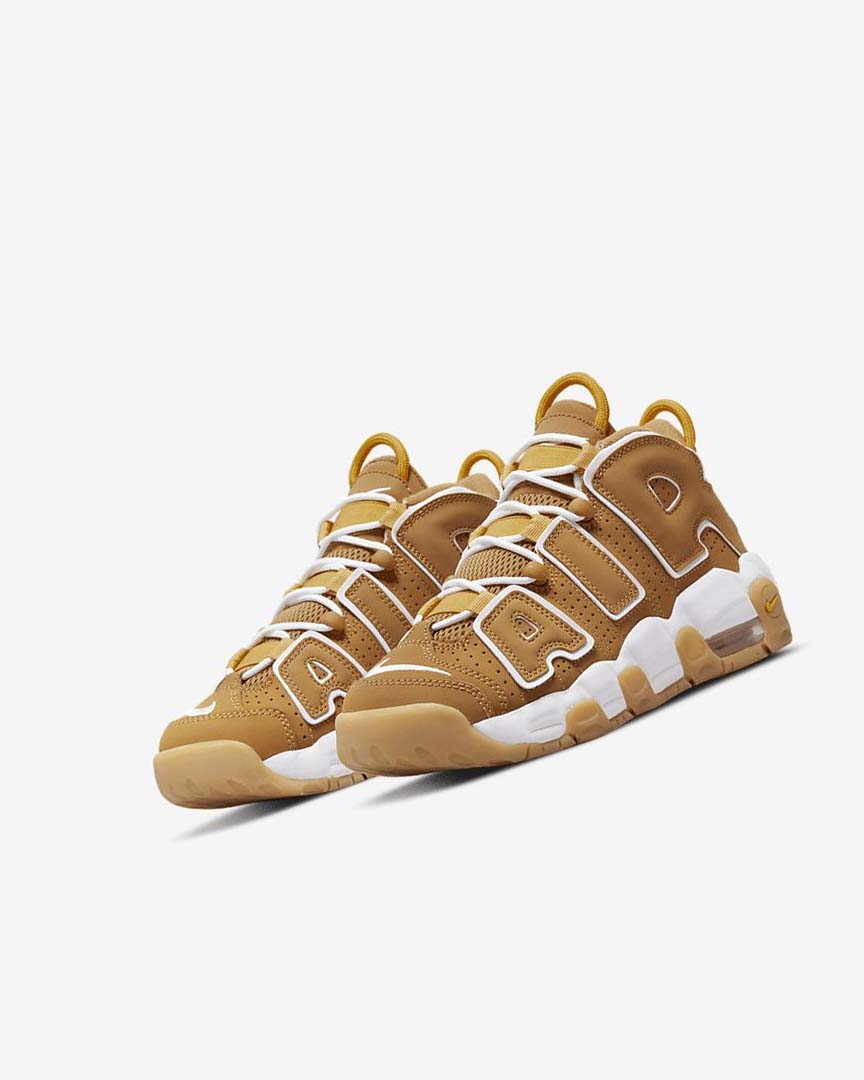 Brown / Light Brown / White Girls' Nike Air More Uptempo Sneakers | UK2823