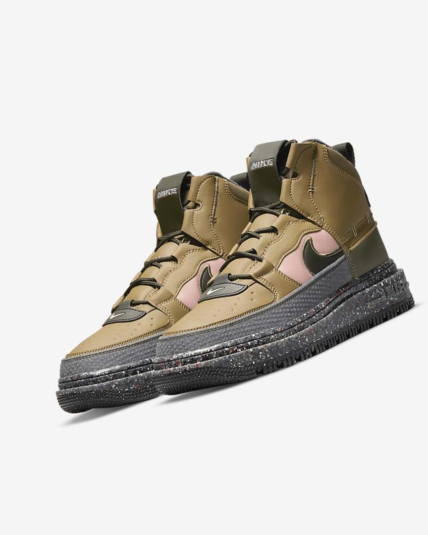 Brown / Olive / Pink Men's Nike Air Force 1 Boots | UK3011