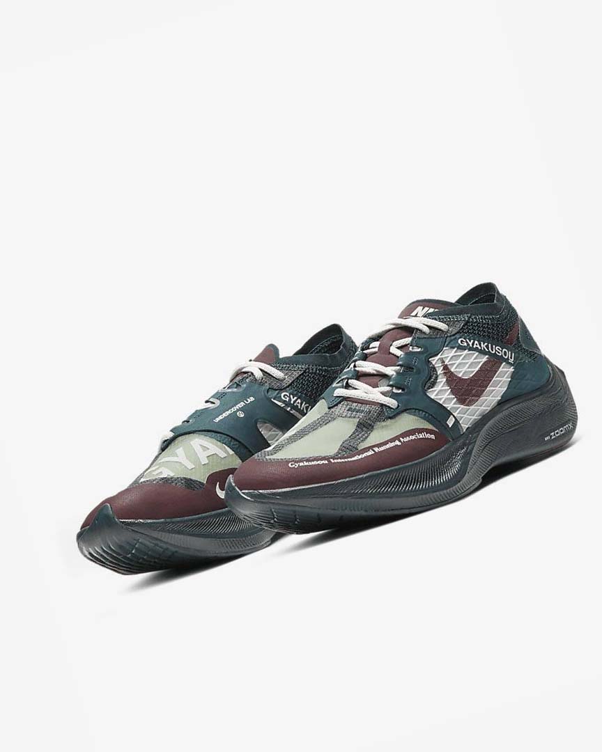 Burgundy / Green Men's Nike ZoomX Vaporfly Next% x Gyakusou Running Shoes | UK3101