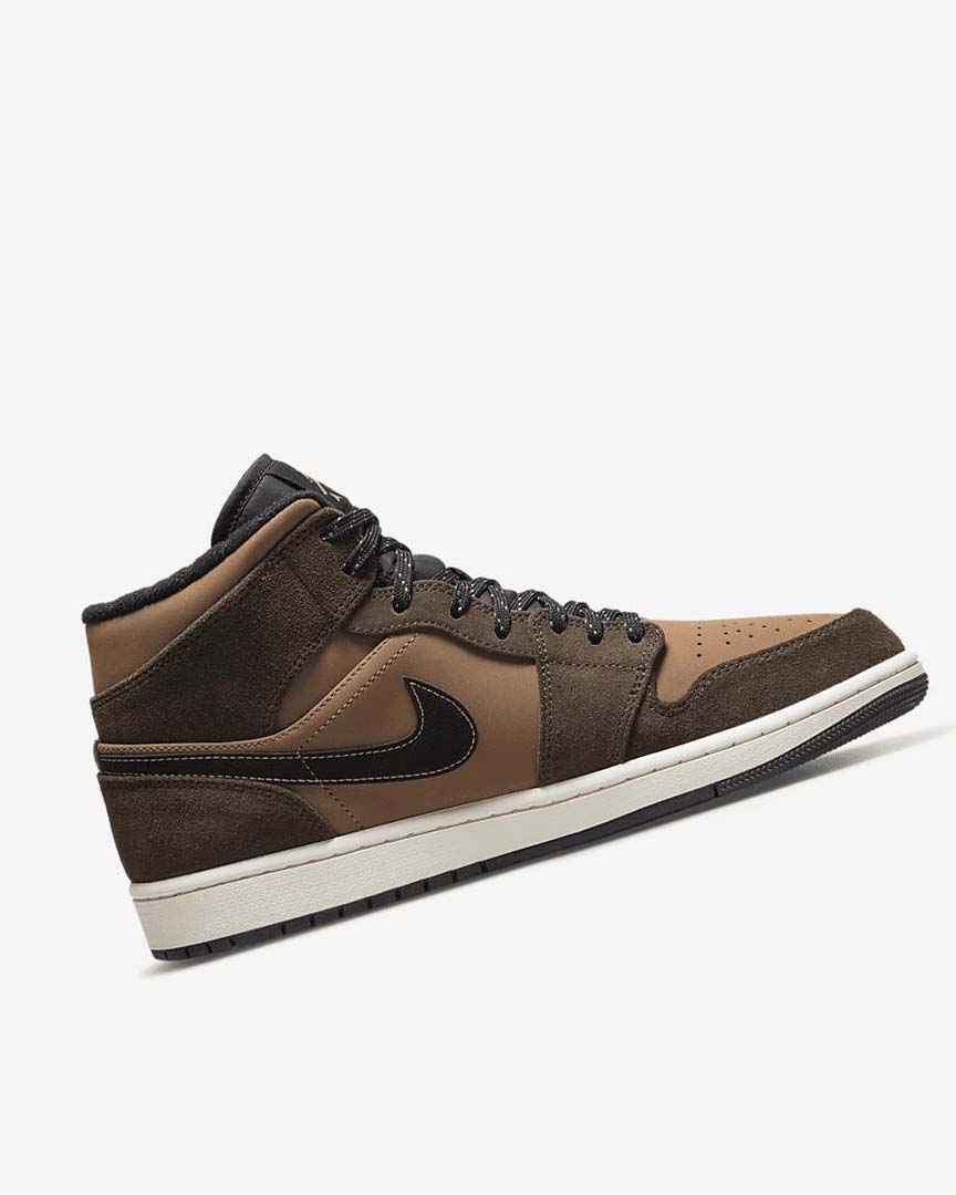 Dark Chocolate / Brown / Black / Red Men's Nike Air Jordan 1 Mid SE Sneakers | UK4839