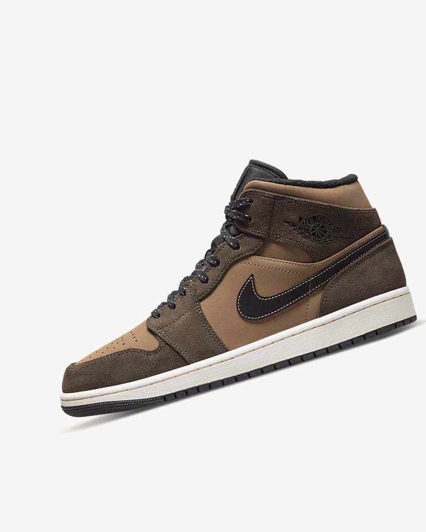 Dark Chocolate / Brown / Black / Red Men\'s Nike Air Jordan 1 Mid SE Sneakers | UK4839