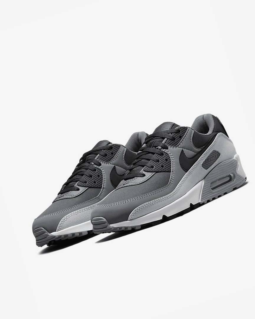 Dark Grey / Dark Grey / Grey / Black Men's Nike Air Max 90 Casual Shoes | UK5366