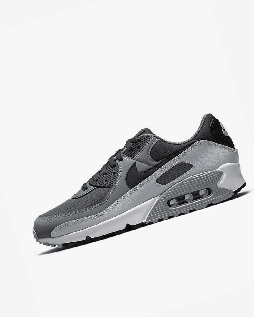 Dark Grey / Dark Grey / Grey / Black Men\'s Nike Air Max 90 Casual Shoes | UK5366