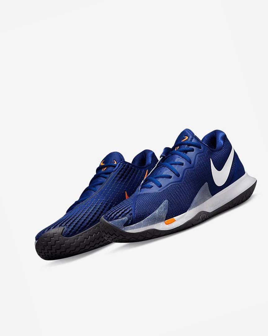 Deep Royal Blue / Orange / Black / White Men's Nike Court Zoom Vapor Cage 4 Rafa Tennis Shoes | UK2462