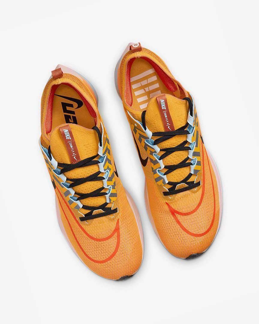 Gold / Orange / Black Men's Nike Zoom Fly 4 Running Shoes | UK5109