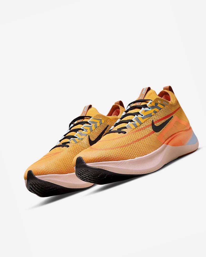 Gold / Orange / Black Men's Nike Zoom Fly 4 Running Shoes | UK5109