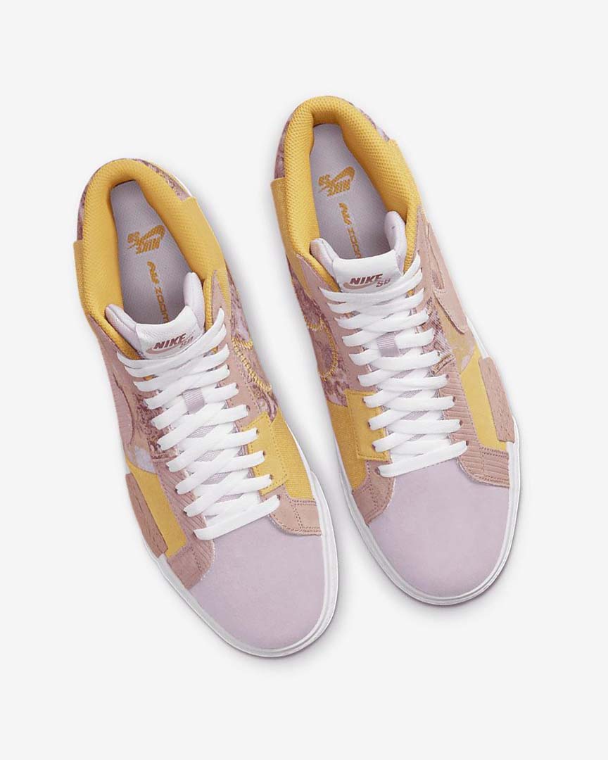 Gold / White Women's Nike SB Zoom Blazer Mid PRM Skate Shoes | UK3010