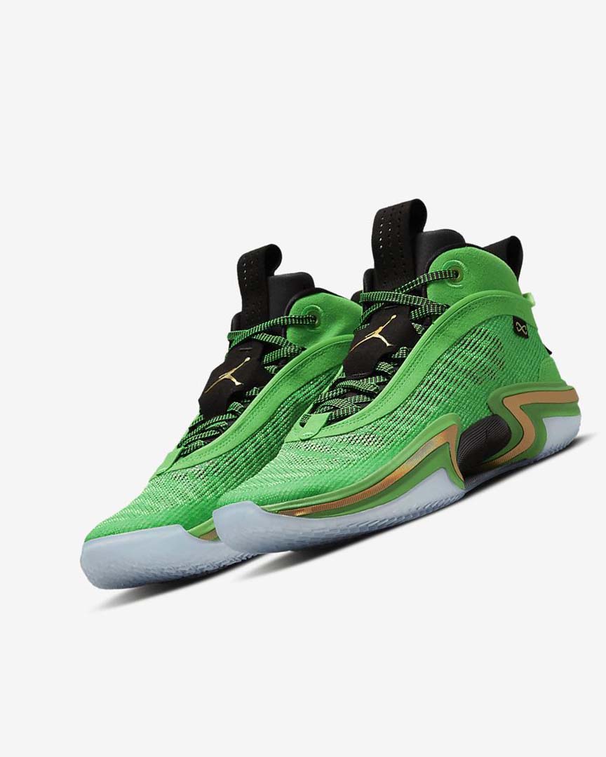 Green / Black / Light Green / Metal Gold Men's Nike Air Jordan XXXVI Basketball Shoes | UK5451