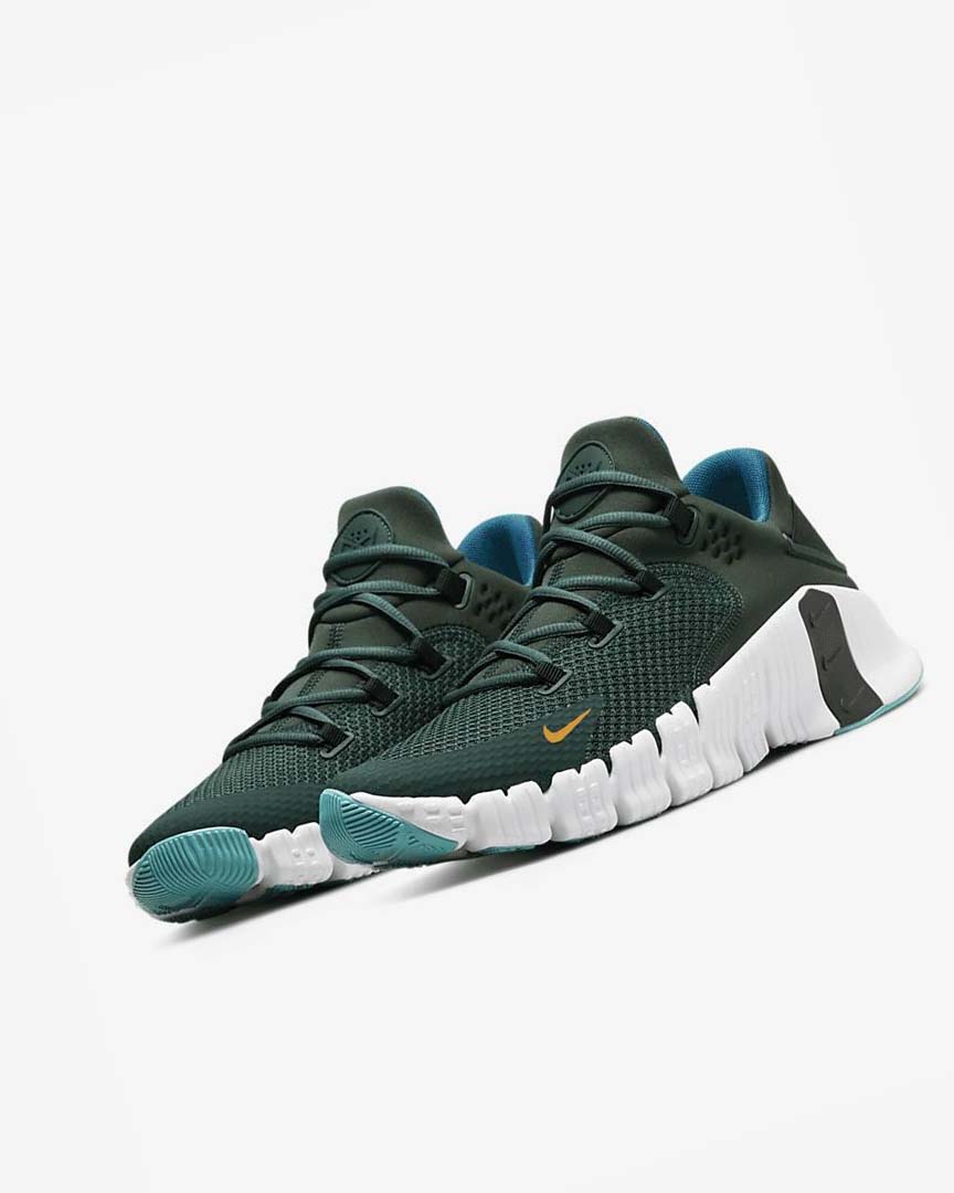 Green / Black / White Men's Nike Free Metcon 4 Training Shoes | UK5261