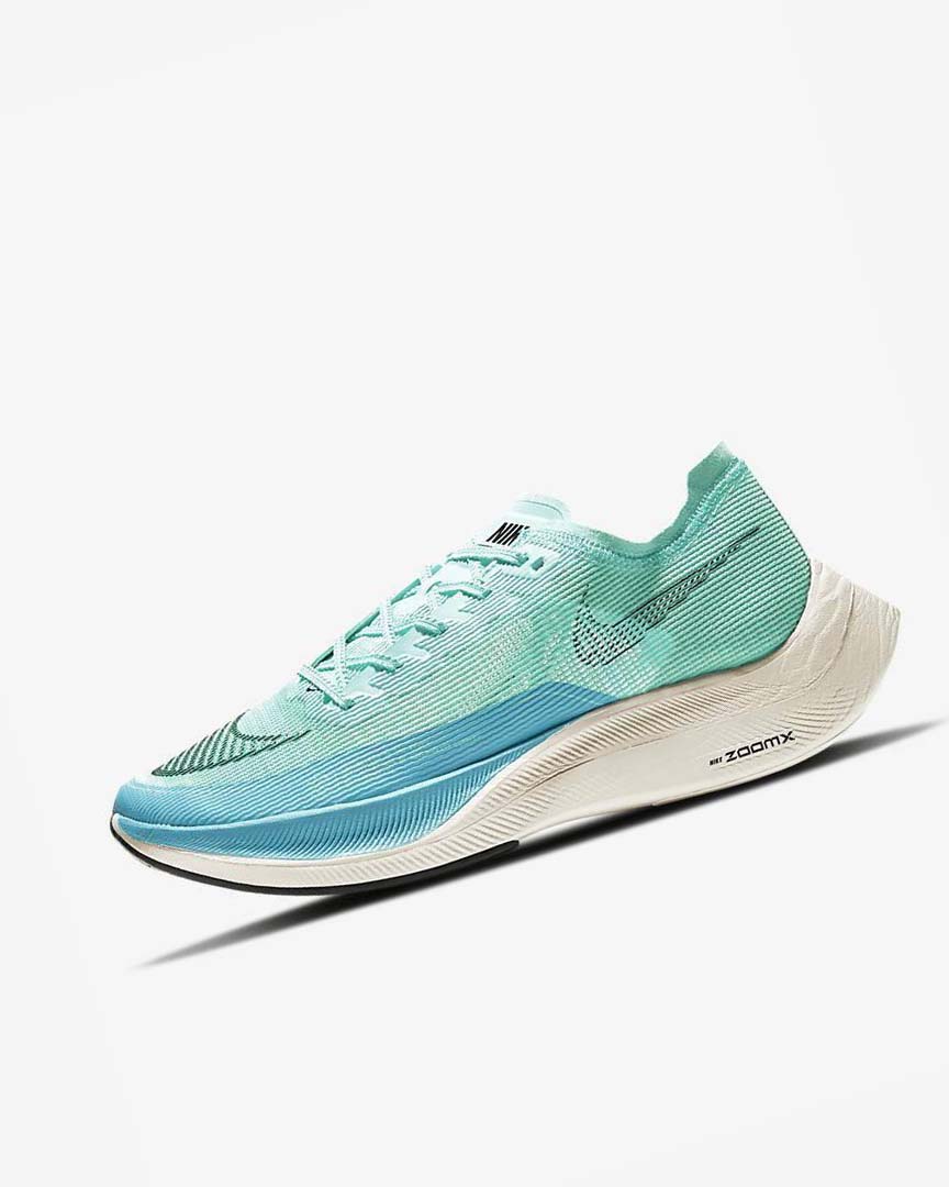 Green / Blue / White / Black Men\'s Nike ZoomX Vaporfly Next% 2 Running Shoes | UK2413