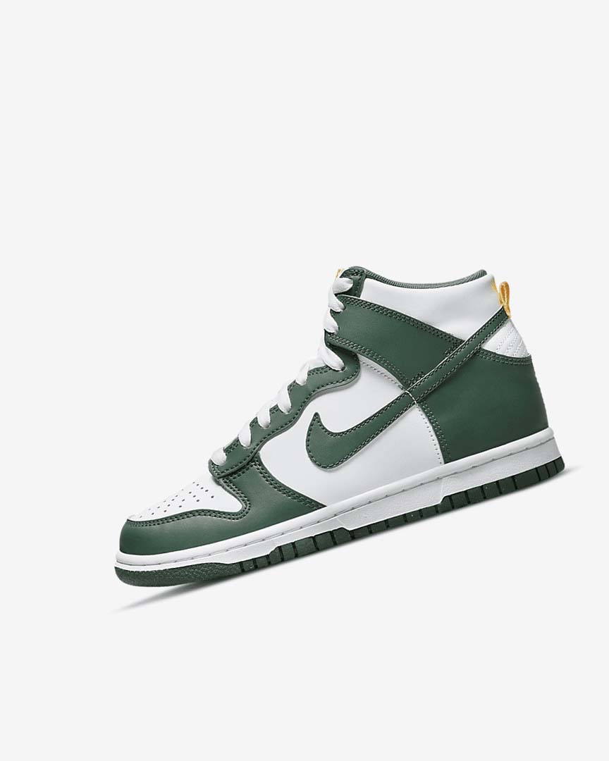 Green / Gold / White Girls\' Nike Dunk High Shoes | UK4608