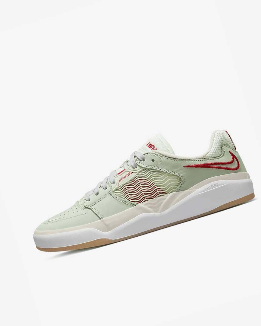 Green / Light Beige / Red Men\'s Nike SB Ishod Wair Premium Skate Shoes | UK4904