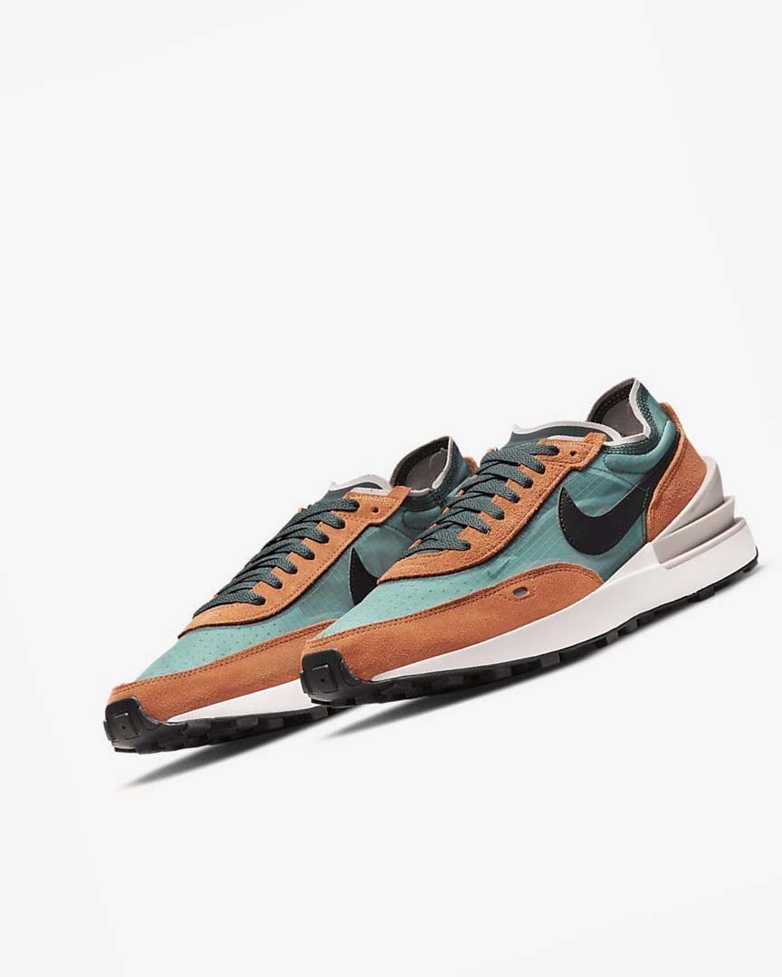 Green / Orange / Black Men's Nike Waffle One SE Sneakers | UK4513