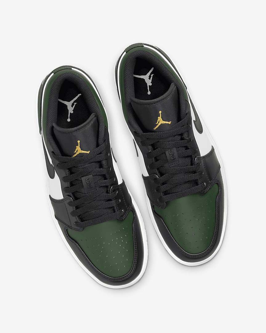 Green / White / Black Men's Nike Air Jordan 1 Low Sneakers | UK2229