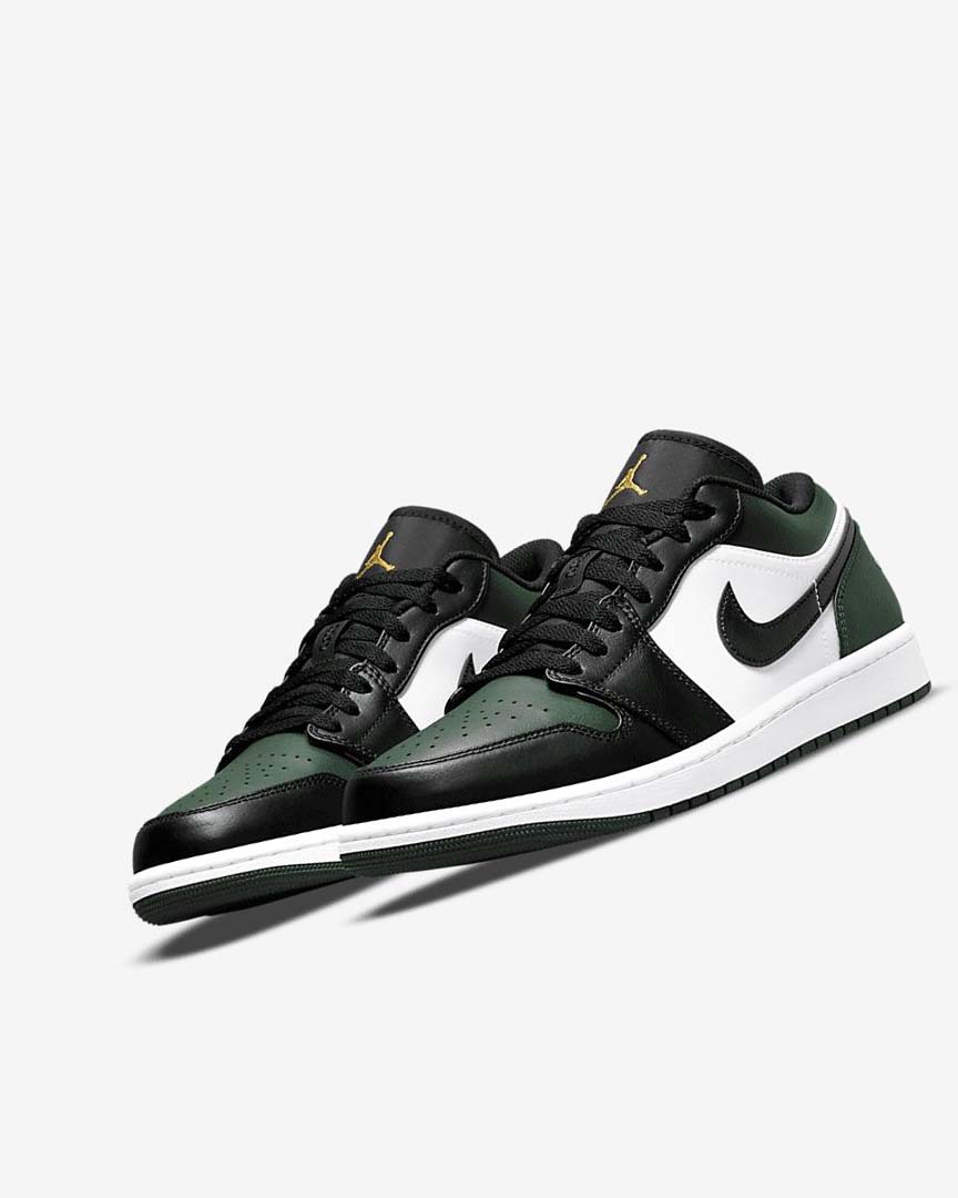 Green / White / Black Men's Nike Air Jordan 1 Low Sneakers | UK2229