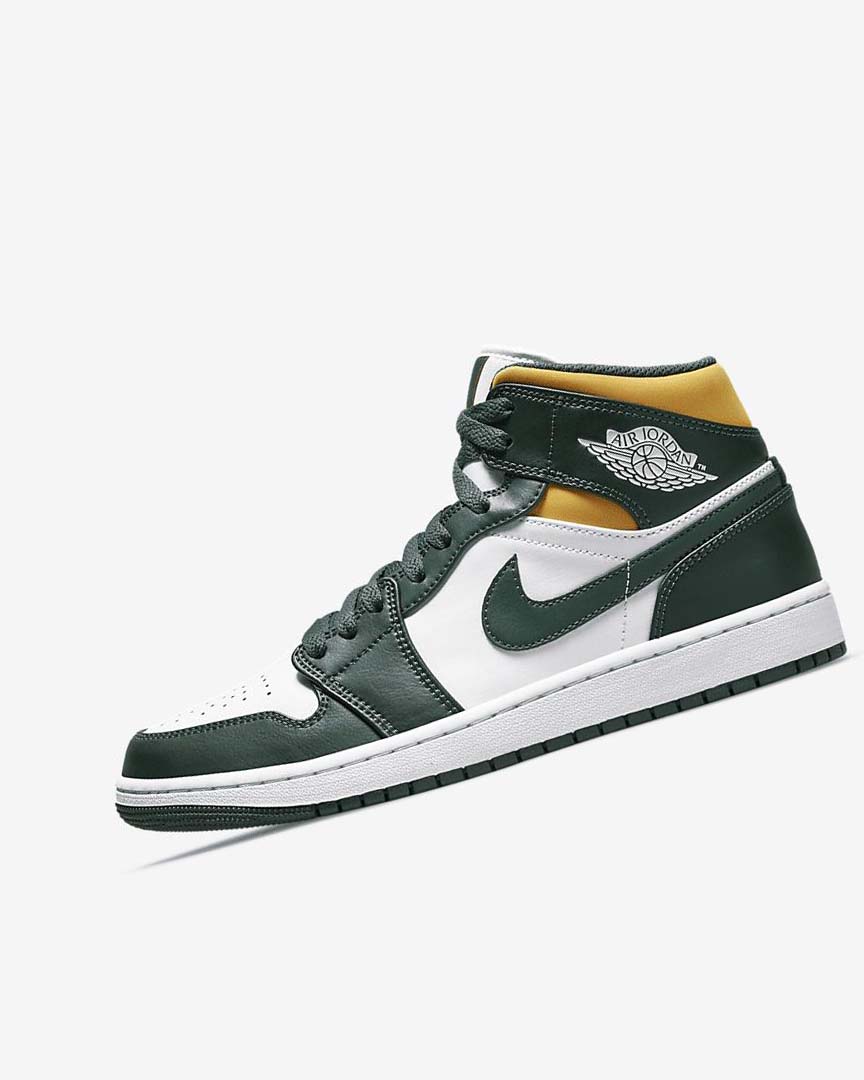 Green / White Men\'s Nike Air Jordan 1 Mid Sneakers | UK3287