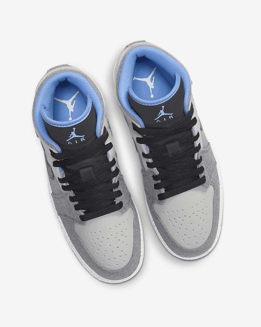 Grey / Black / Blue / Blue Men's Nike Air Jordan 1 Mid SE Sneakers | UK3128