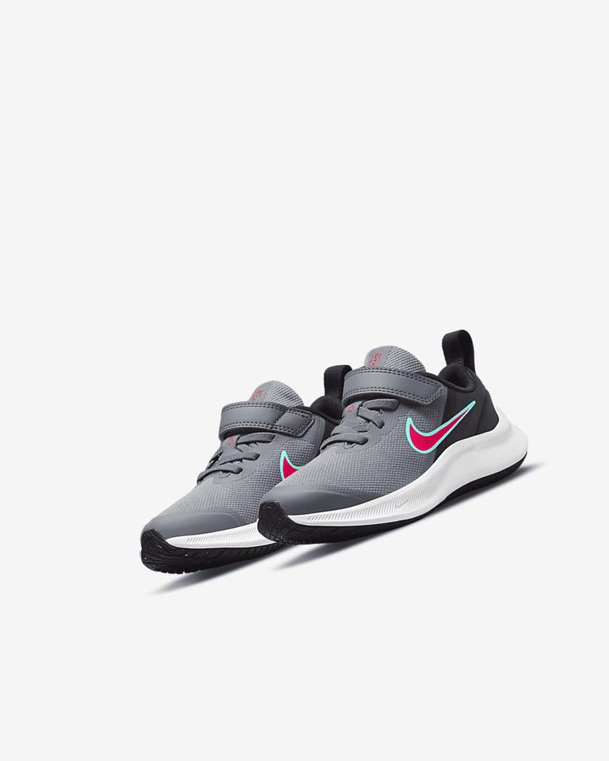 Grey / Black / Red Girls' Nike Star Runner 3 Running Shoes | UK4675