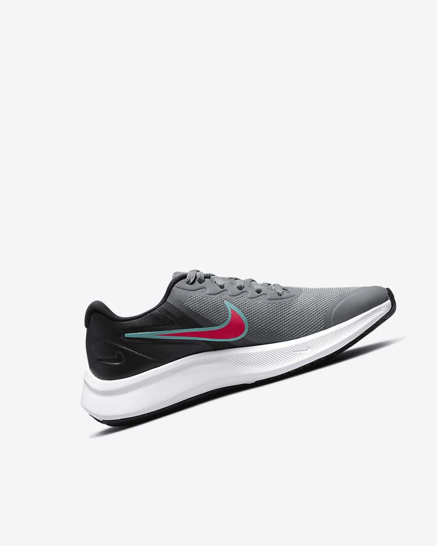 Grey / Black / Red Girls' Nike Star Runner 3 Running Shoes | UK4686