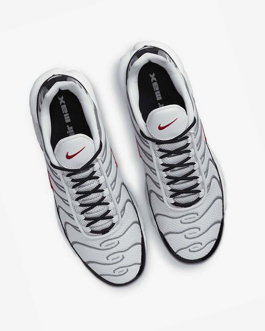 Grey / Black / Red Men's Nike Air Max Plus Sneakers | UK1120